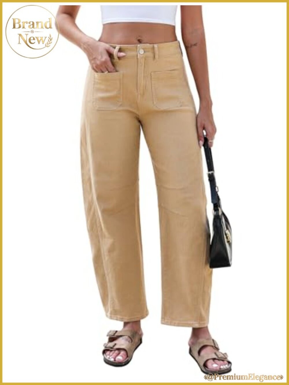 Wide Leg Barrel Pants High Waist Baggy Boyfriend Ankle Trousers with Pockets